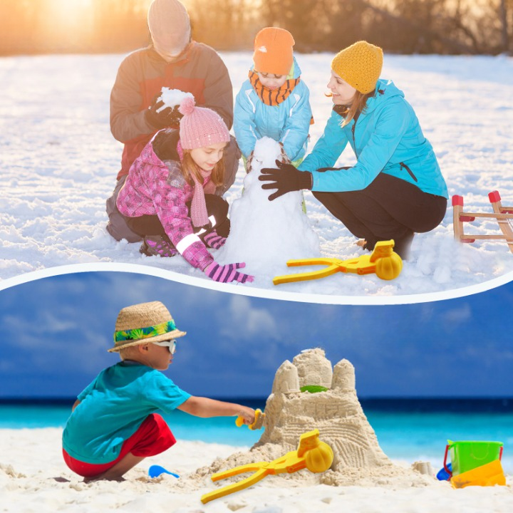 Oversikt over sett med snøballformer, egnet for å lage snøballer og sandslott.