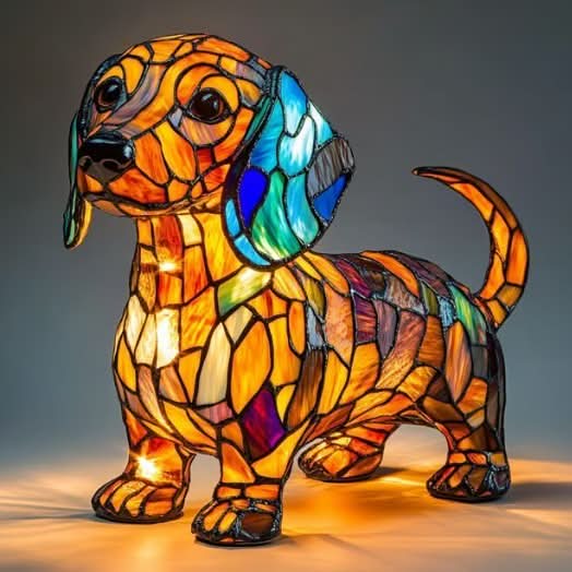 Sjarmerende 15 cm hundelampe, LED, USB-drevet, for et varmt og innbydende hjem.