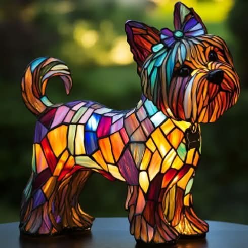 Sjarmerende LED nattlampe, 15 cm, hundedesign, USB, gir varmt og mykt lys.