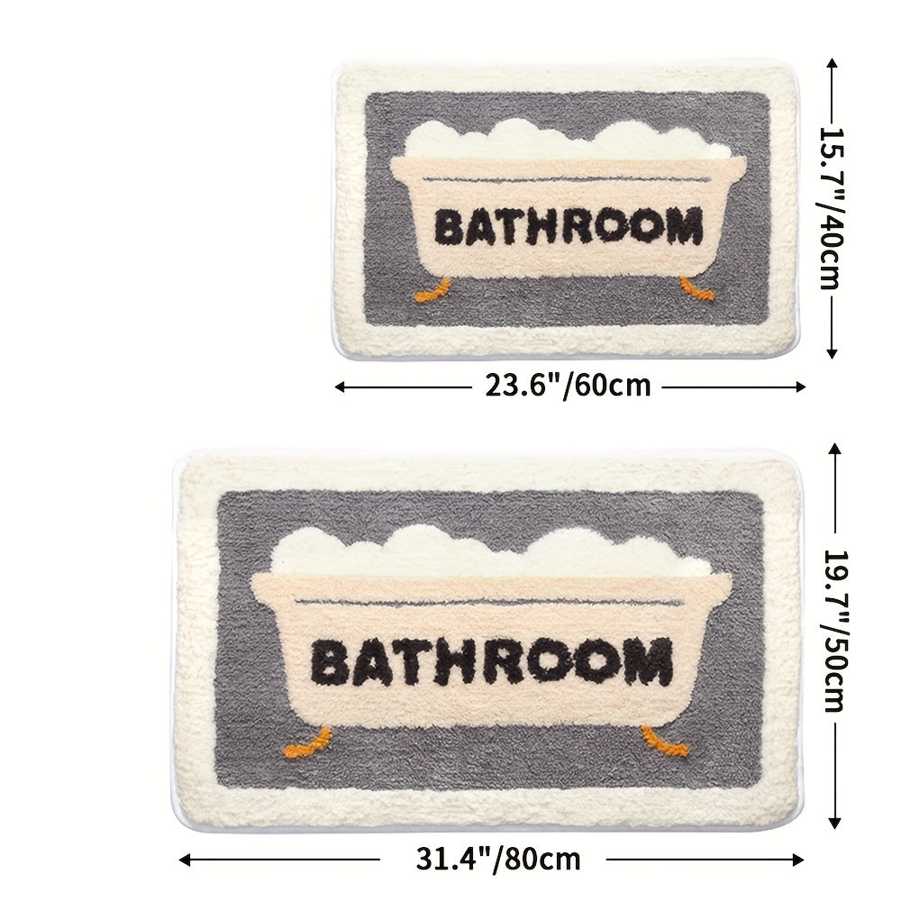 Grå sklisikker mikrofiber badematte, hurtigtørkende og absorberende. Perfekt baderoms gulvmatte.