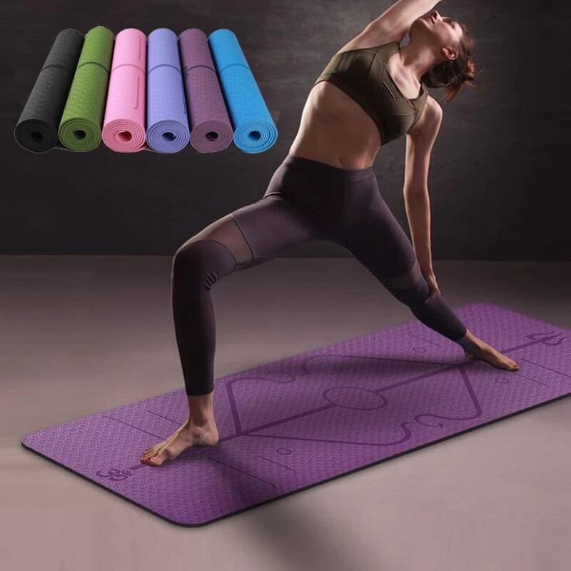Grønn sklisikker yogamatte i TPE, perfekt for yoga og trening. Myk og slitesterk.