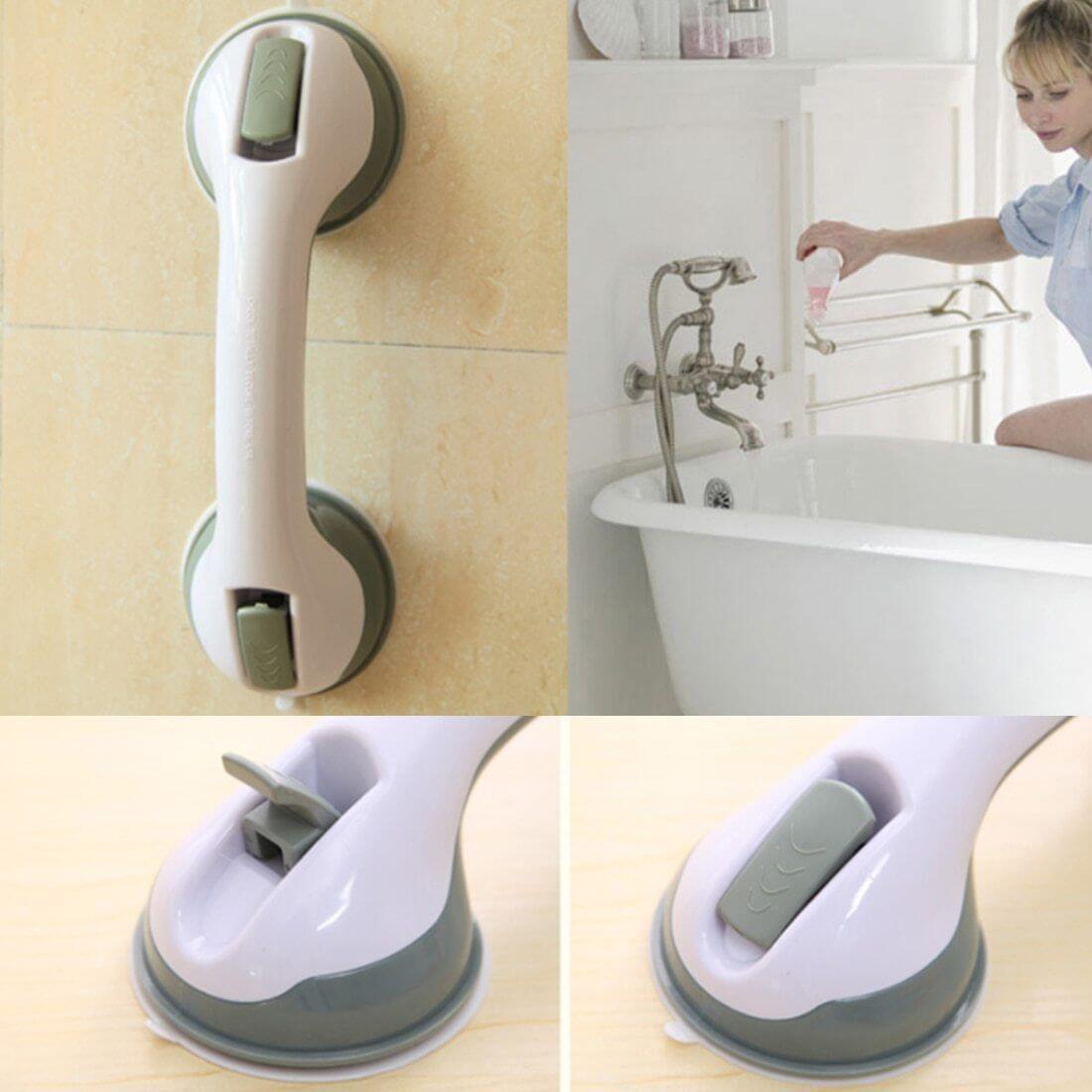 Brukervennlig dusjhåndtak for bedre balanse, ideelt for sklisikring på badet, trygghet for alle.