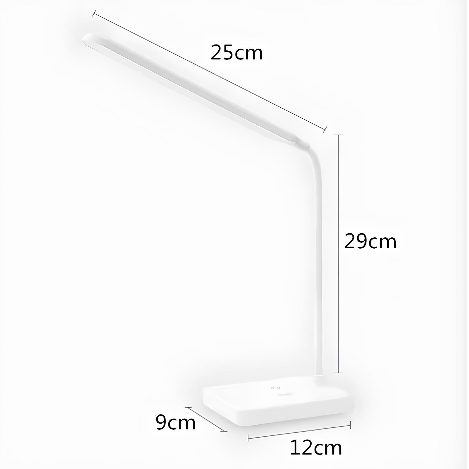 Elegant skrivebordslampe med moderne design, fleksibel arm og justerbare lysinnstillinger.
