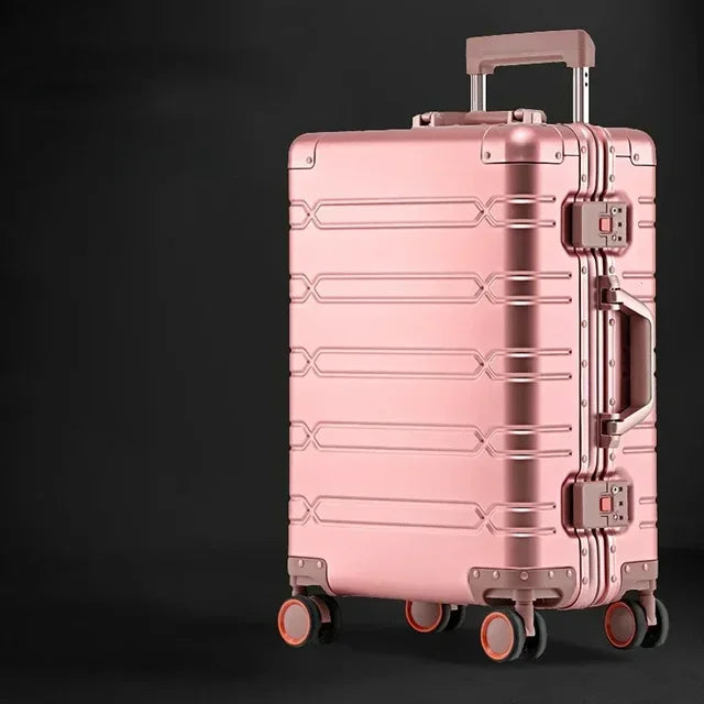 Funksjonell aluminium-magnesium reisekoffert med spinnerhjul og TSA-lås for sikker og enkel reise.