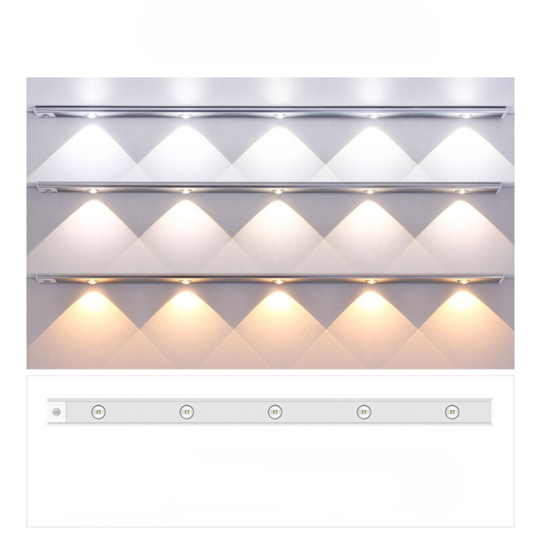 Smart LED skapbelysning med bevegelsessensor. Moderne, energibesparende lyslist for innendørsbruk.