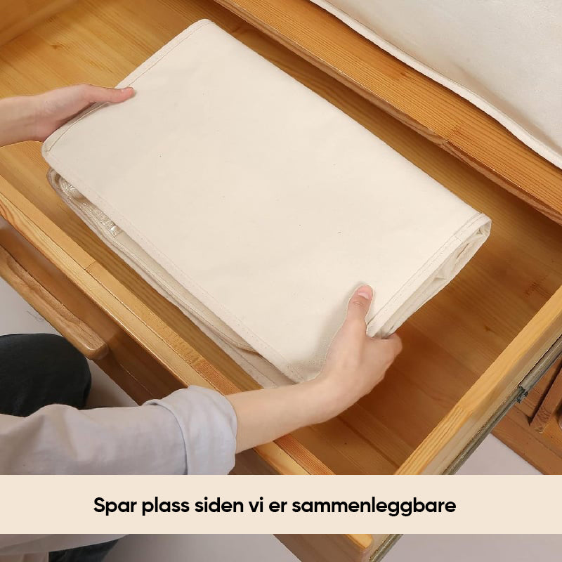 Effektiv lagring av sesongtekstiler, vaskbar oppbevaringspose med glidelås.