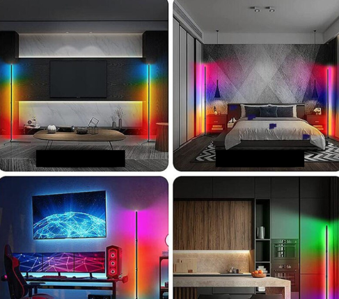 Dekorativ gulvlampe med LED-lys og RGB-funksjon. Perfekt for å skape magisk stemning og hjemmebelysning.