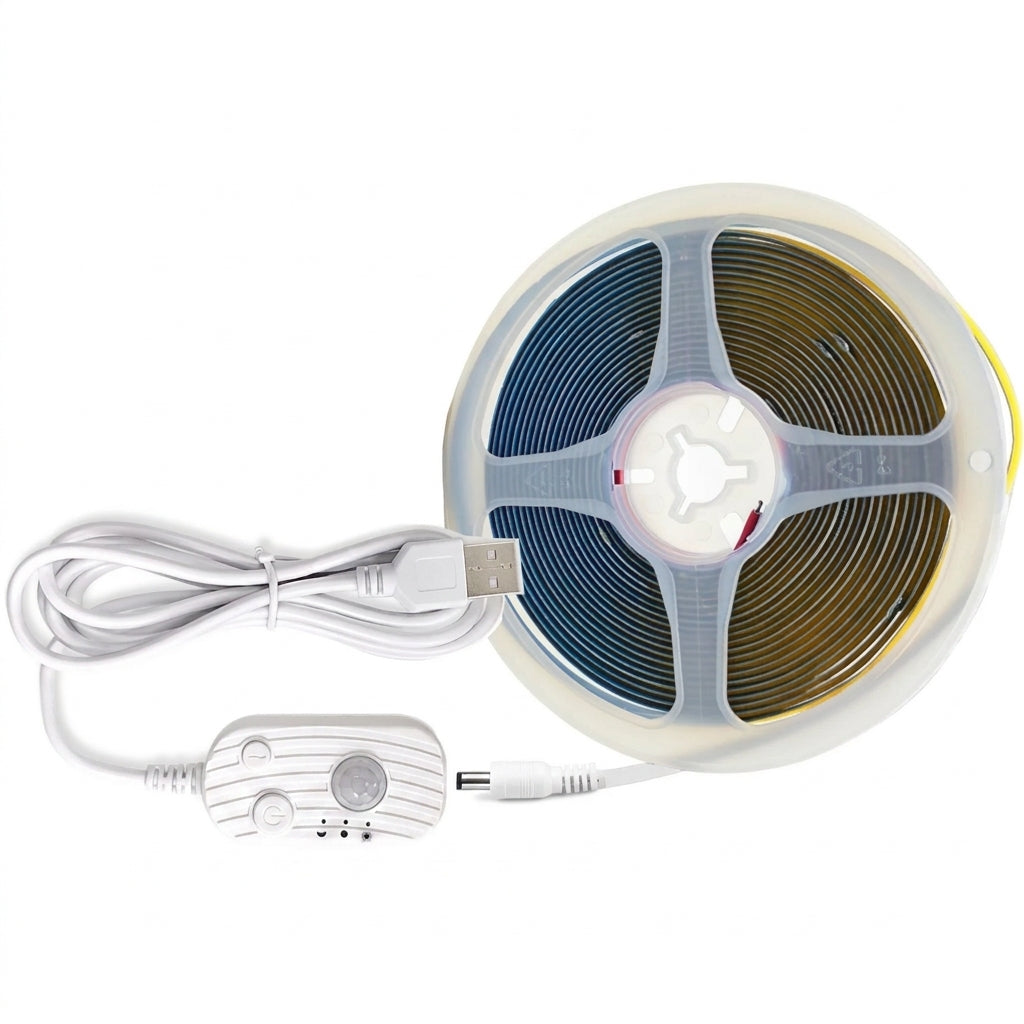 Smart trådløs LED-stripe med bevegelsessensor, perfekt for fleksibel smart belysning i hjemmet.