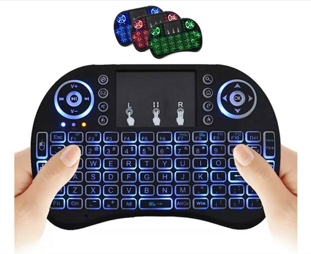Smart trådløs tastaturfjernkontroll med touchpad for Android TV og PC. Universal mediecenter kontroll.