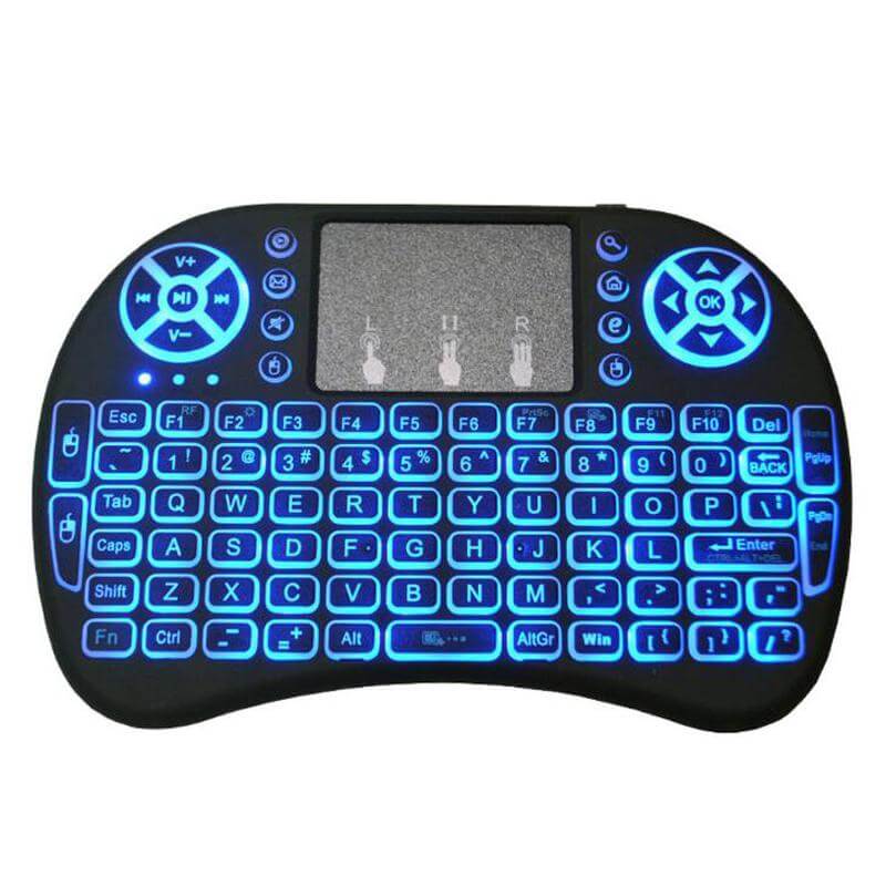 Kompakt smarttastatur med bakgrunnsbelysning og touchpad. Ideell trådløs kontroll for hjemmekino og PC.