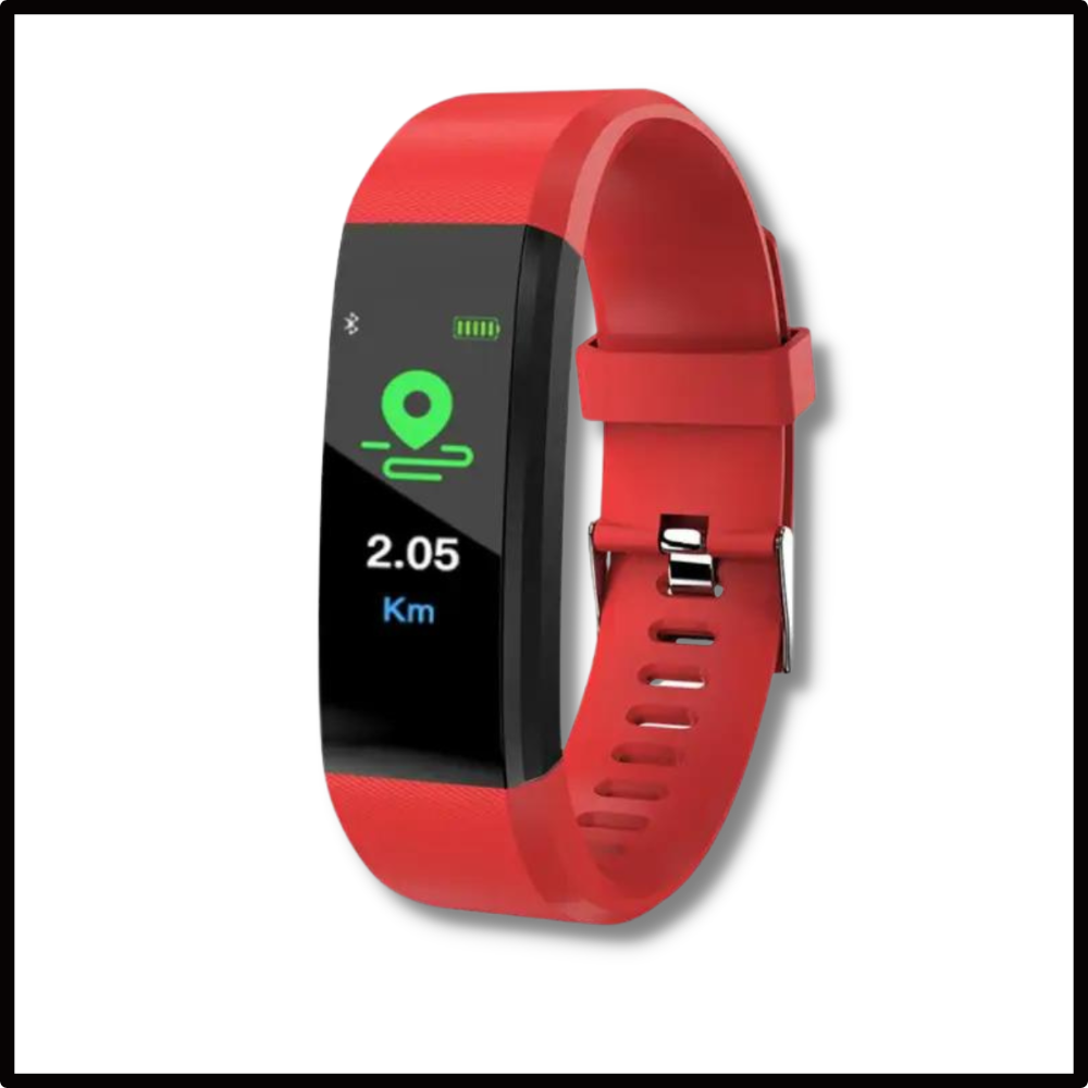 Vanntett smartklokke med GPS for seniorer i elegant sølv-svart kombinasjon.
