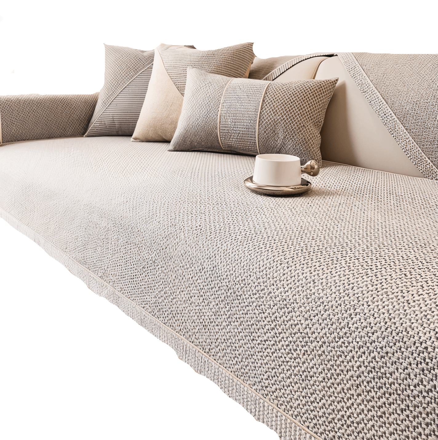 Sofatrekk til stuen i moderne stil, sklisikkert og beskyttende. Fornyer sofaen med enkel montering.