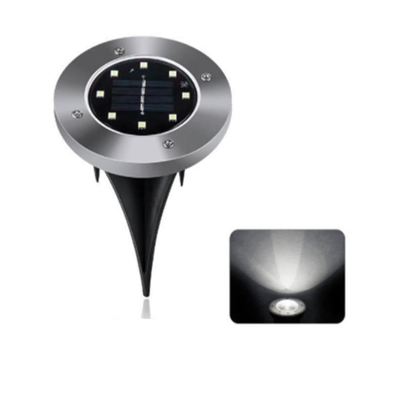 Robust 8 LED solcellelys for langvarig utendørs bruk. Ideelt som vanntett hagebelysning eller plenlys.