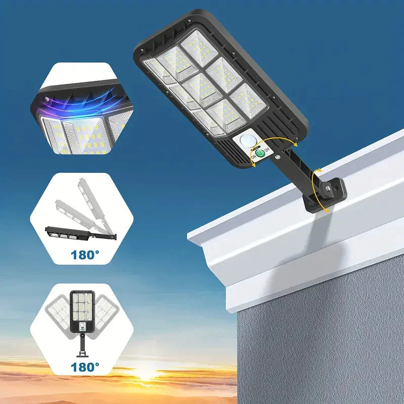 Utendørs sikkerhetslys med solcellepanel, LED, bevegelsessensor. Energibesparende og vanntett.
