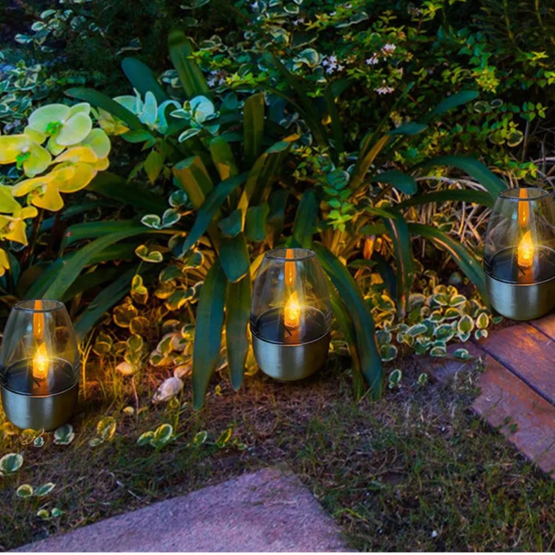 Vanntett solcelle LED stearinlys, ideelt som stemningsfull belysning på terrasse eller balkong.