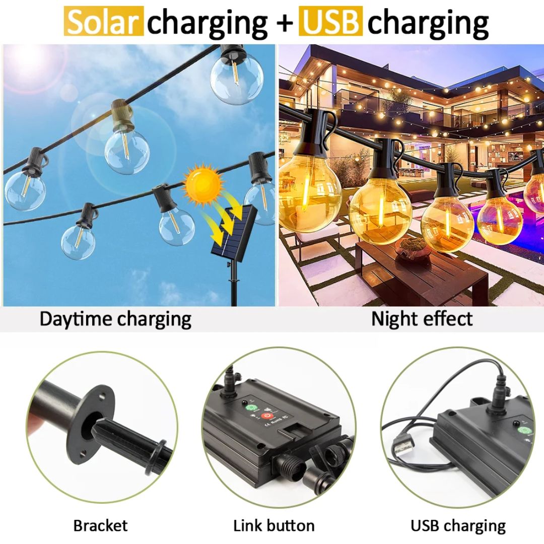 Magiske solcelle lyslenker for utendørs hagebelysning. Skap festlig og varm stemning med ren solenergi.