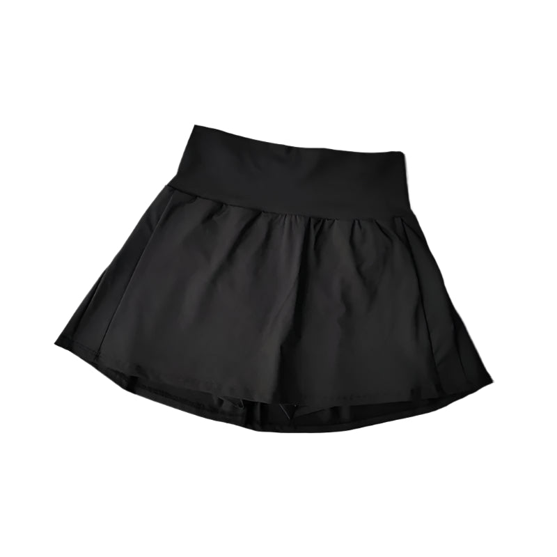 Sportsskjørtshorts for kvinner, høy midje. Perfekt for trening, løping, tennis og golf med innebygd shorts.