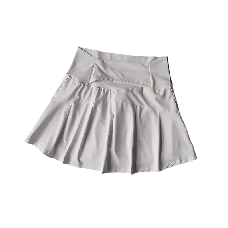 Stilren sportsskjørtshorts for kvinner med høy midje. Optimal komfort og bevegelsesfrihet under løping og trening.
