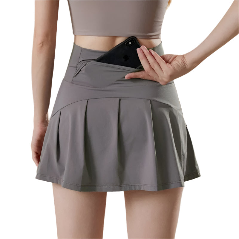 Allsidig sportsskjørtshorts med høy midje. Passer for tennis, golf, løping, yoga og annen aktivitet for kvinner.