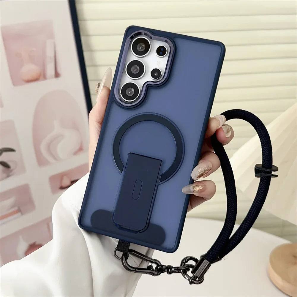 Praktisk plastdeksel for Galaxy S24-S26 Ultra, støtsikkert med trådløs lademulighet.
