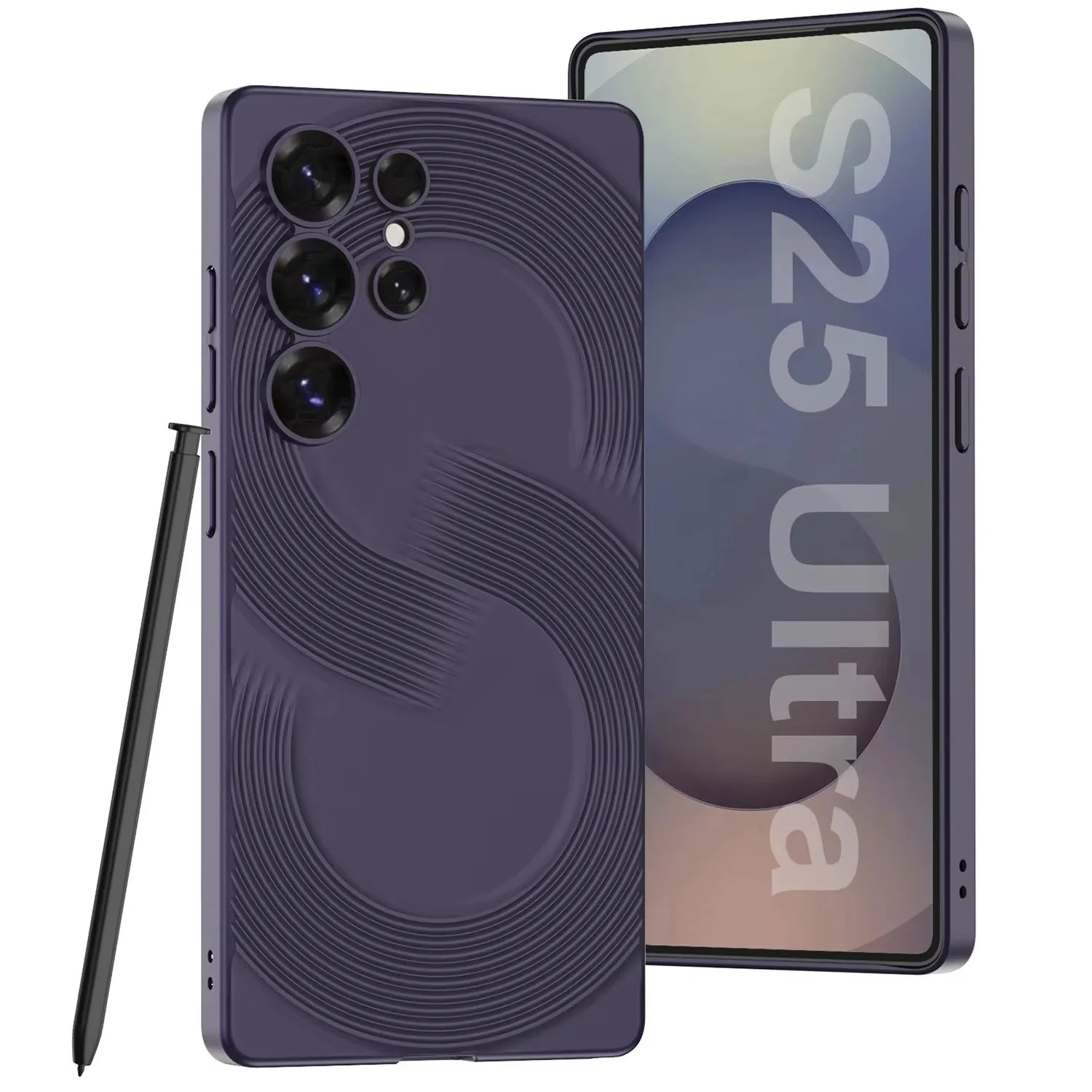 Nærbilde av et støtsikkert mobildeksel for Samsung Galaxy S25 Ultra. Viser presise utskjæringer og design.