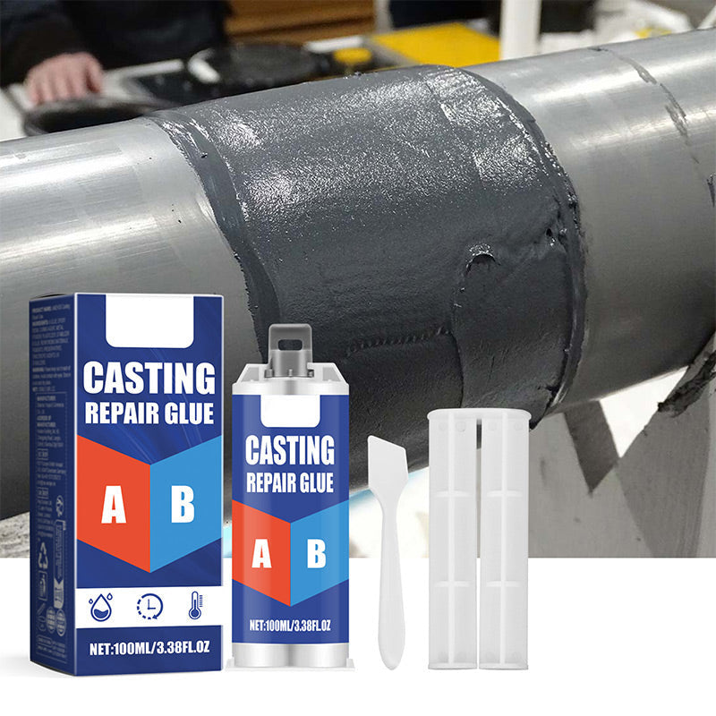 Industriell og DIY 2K reparasjonslim for metallstøping. Gir sterk metallbinding og tetning på skadede deler.