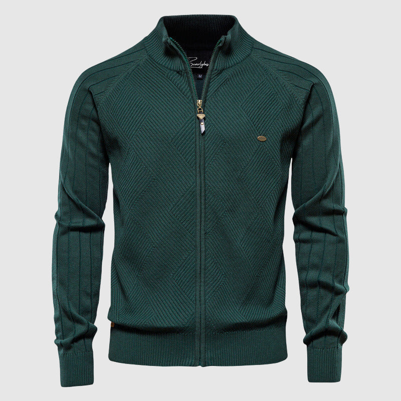 Praktisk herre ribbet zip-up genser. En stilfull og varm cardigan for vår, høst og kjølige vinterdager.