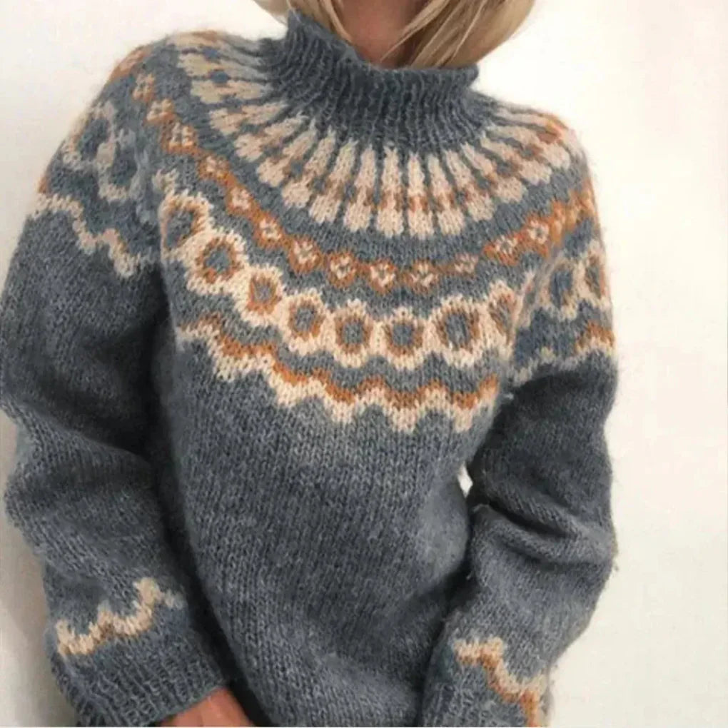 Stilfull og komfortabel strikkegenser for kvinner med rund hals, perfekt for kjølige hverdagsdager.