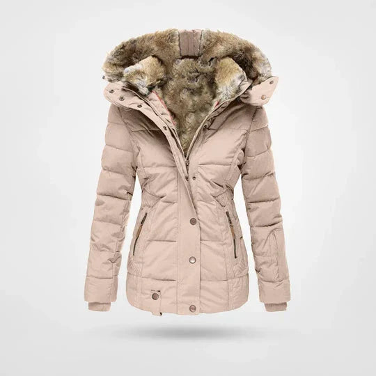 Vanntett polyester vinterjakke til dame, vindtett og varm for å beskytte mot vinterkulde.
