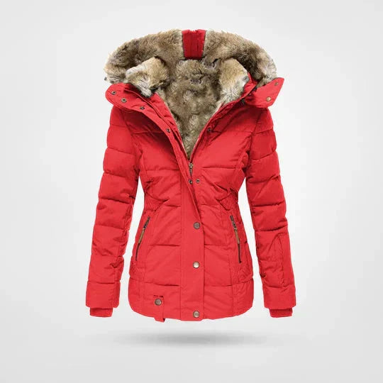 Moteriktig dame ytterjakke, vanntett og varm vinterjakke i polyester for stil og komfort.