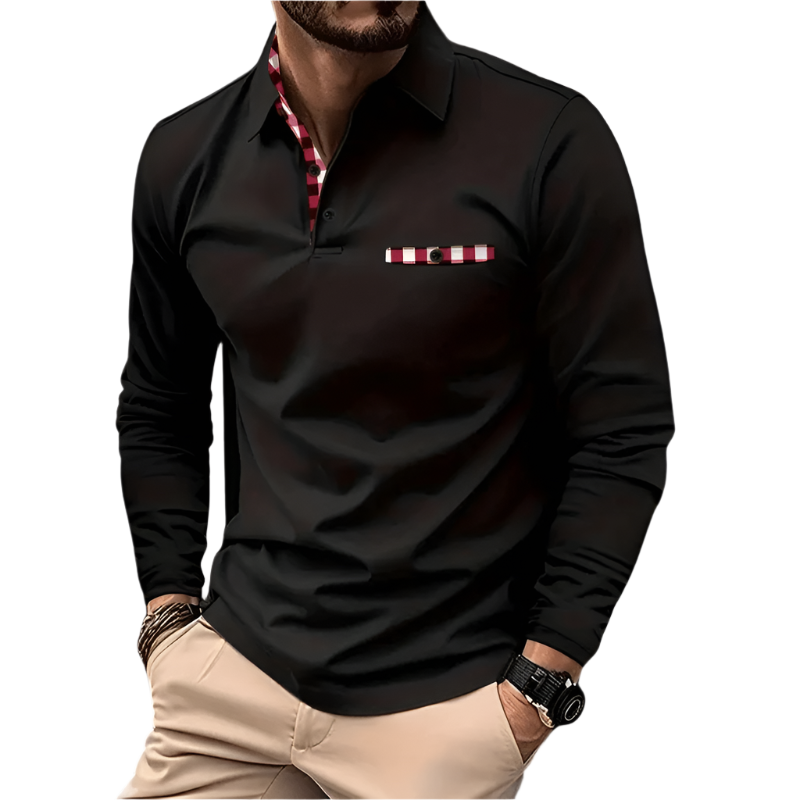 Stilig herre langermet t-skjorte i myk polyester, perfekt for hverdag og vår/høst.