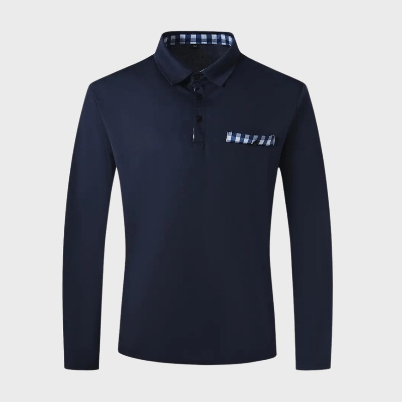 Herre t-skjorte med lange ermer i pustende polyester, komfortabel og stilig for hverdagsbruk vår/høst.