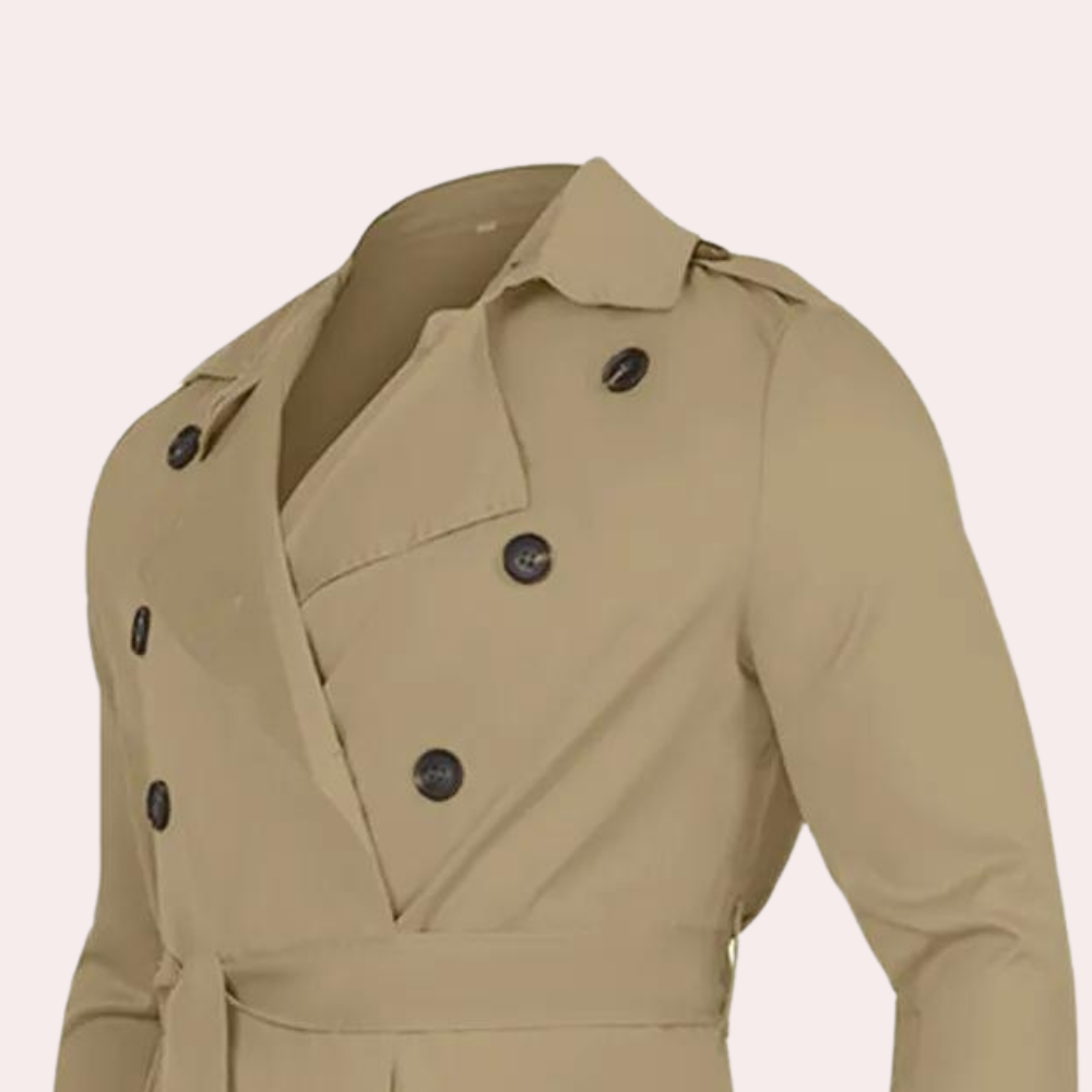 Allsidig herre trenchcoat for allvær. Stilig og lang herrefrakk, ideell som trendy høst- og vinterjakke.