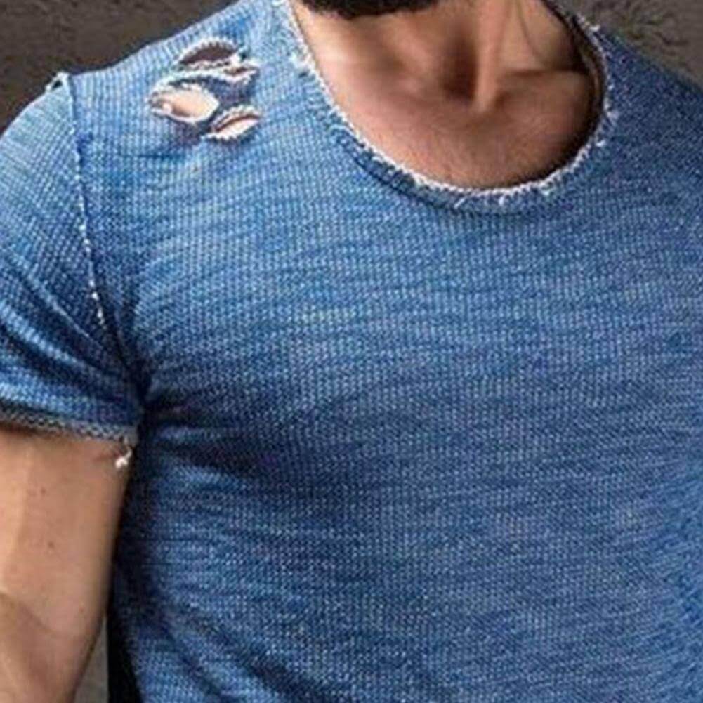 Hullete slim fit t-skjorte for herre. Trendy og komfortabel kortermet t-skjorte for sommer og fritid.