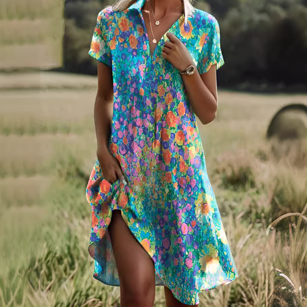 Kvinners sommerkjole med elegant snitt, perfekt for en komfortabel og chic look.