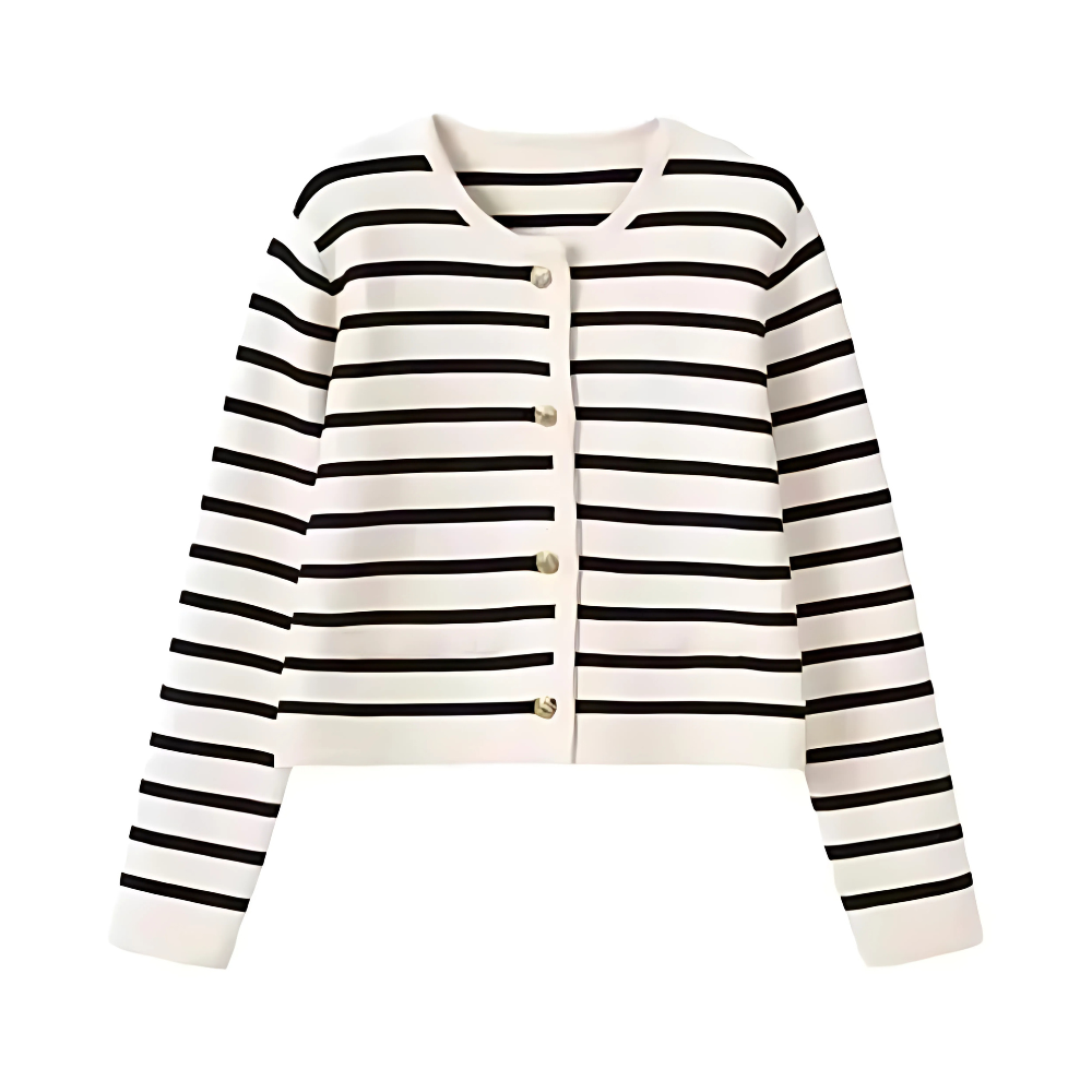 Stilig stripete strikket cardigan for kvinner, perfekt for hverdag og casual mote.