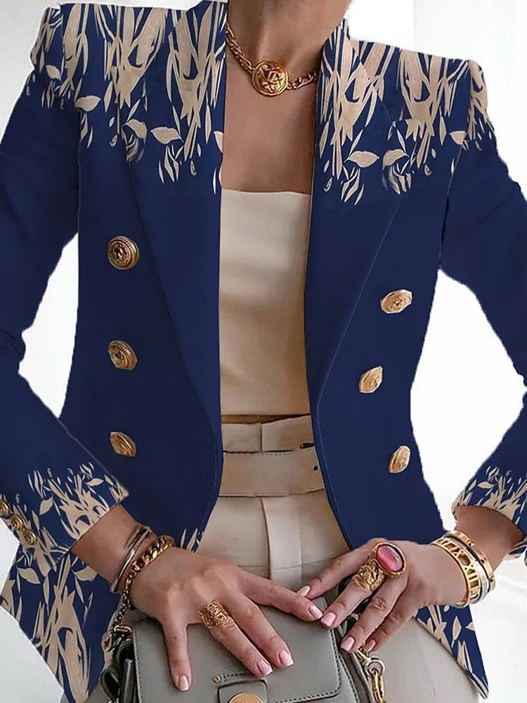 Detaljer av kvinners blazerstoff. Kvalitets allsidig blazer som gir et sofistikert og stilrent uttrykk.