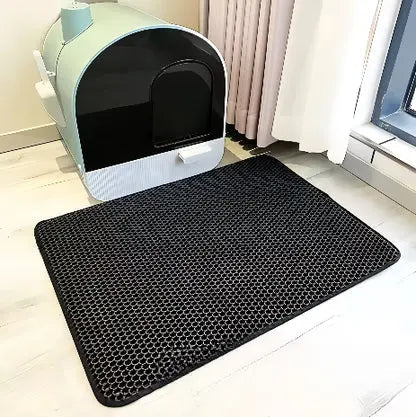 Sklisikker og stor kattesandmatte. Minimerer sandspredning og gir komfort for kattens poter.