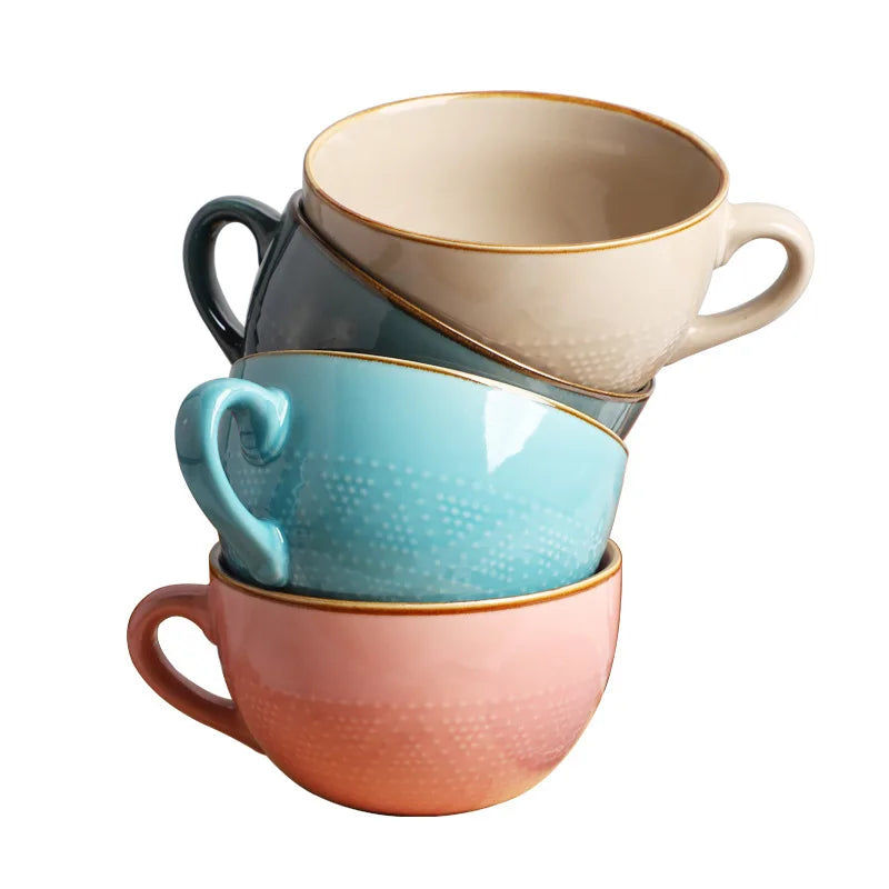 Flott gave: Håndlaget fargerikt keramisk krus, 750 ml. Unikt design for enhver anledning.