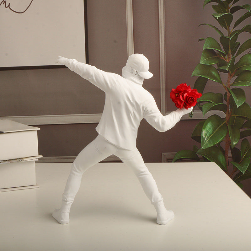 Abstrakt street art maleri 'Flower Rioter' med dynamiske farger og blomstermotiv. Perfekt blikkfang.