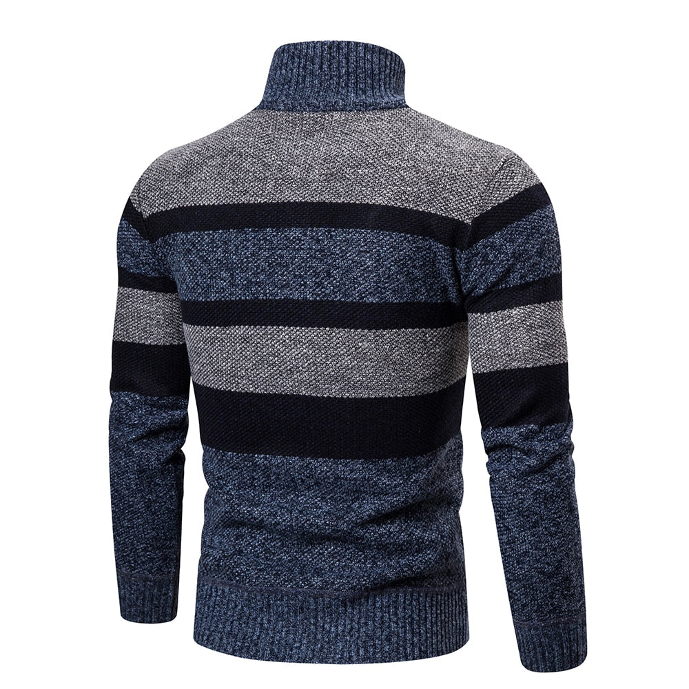 Komfortabel strikket herrecardigan med stilige striper, perfekt for høst og allsidig bruk.