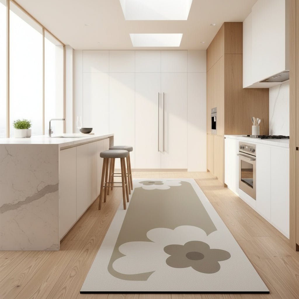 Moderne minimalistisk anti-tretthets kjøkkenmatte. Perfekt for komfort og gulvbeskyttelse i hjemmet.