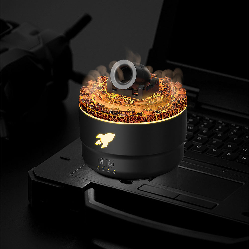 Elegant luftfukter aroma diffuser i hvitt med unikt lavalampe nattlys for moderne hjemmeinnredning.
