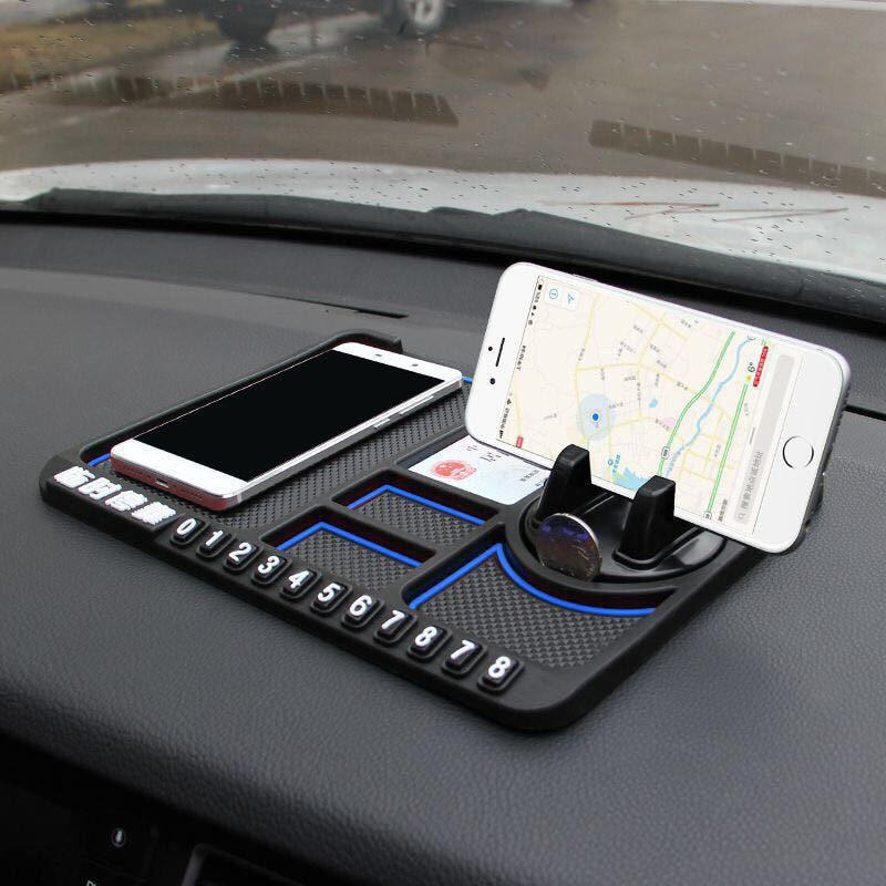 Slitesterk silikon telefonholder for bilens dashbord, sikrer mobilen med antiskli-grep.
