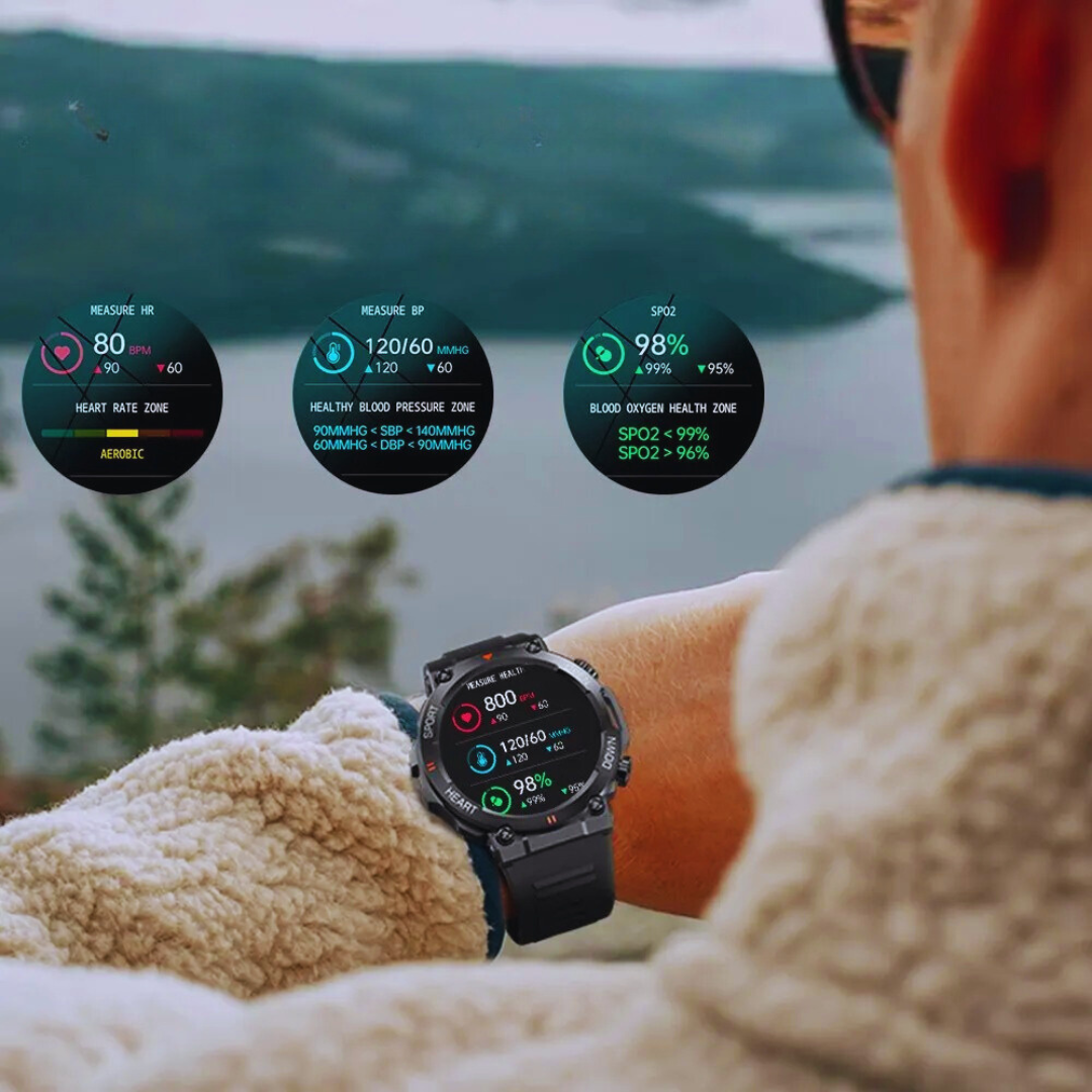 Avansert HD Bluetooth smartklokke for menn med pulsmåler, aktivitetstracker og lang batterilevetid.