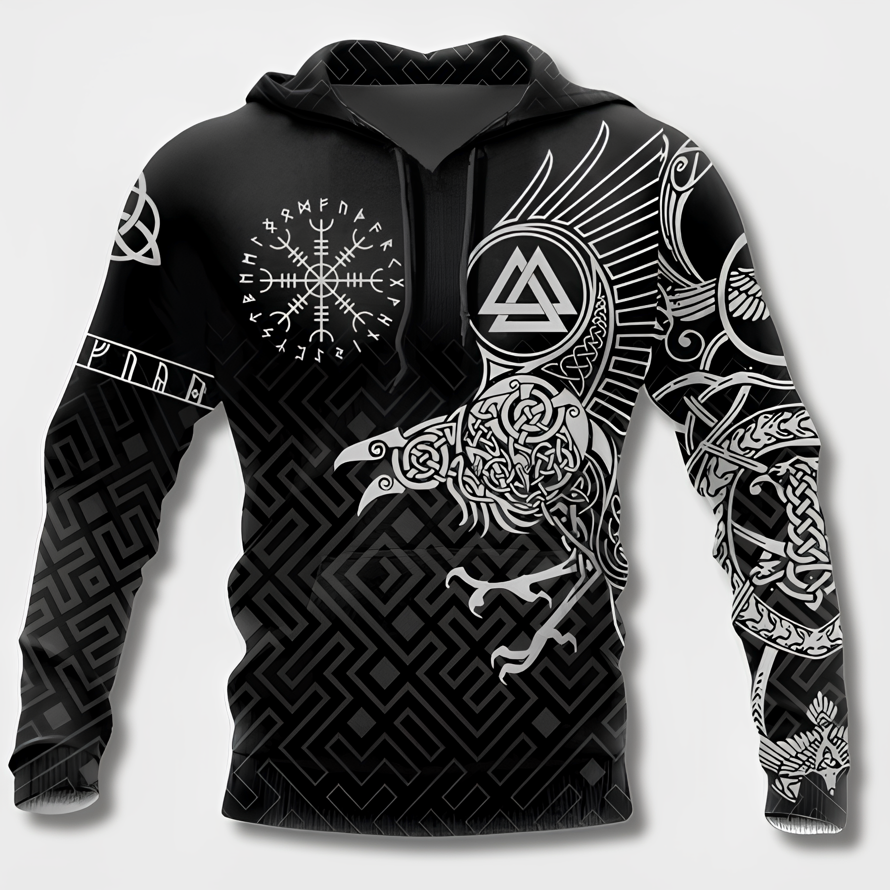 Elegant herre hettegenser i komfortabel vikingstil. Unikt nordisk design, perfekt for fritidsklær.