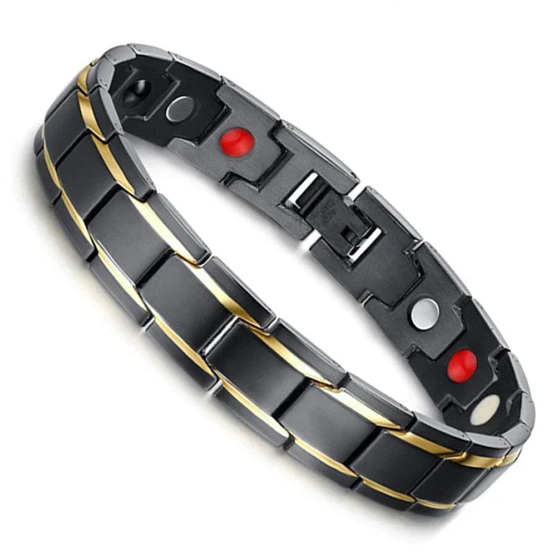 Svart, moderne unisex magnetisk armbånd. Justerbart tilbehør for velvære og hverdag.