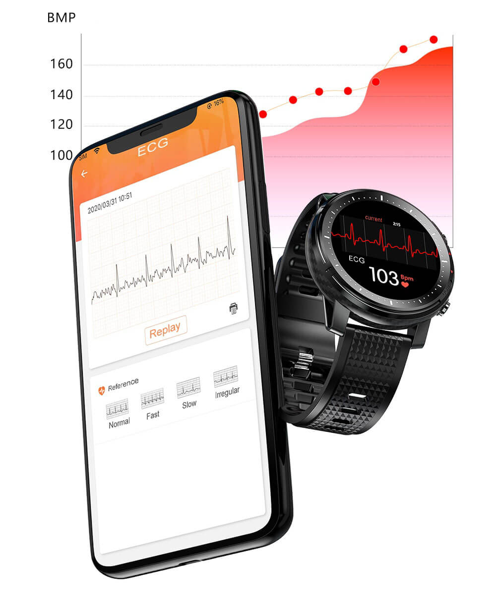 Menns robuste svart/røde sportsklokke. Aktivitetstracker med lang batteritid, pulsmåler og notifikasjoner.