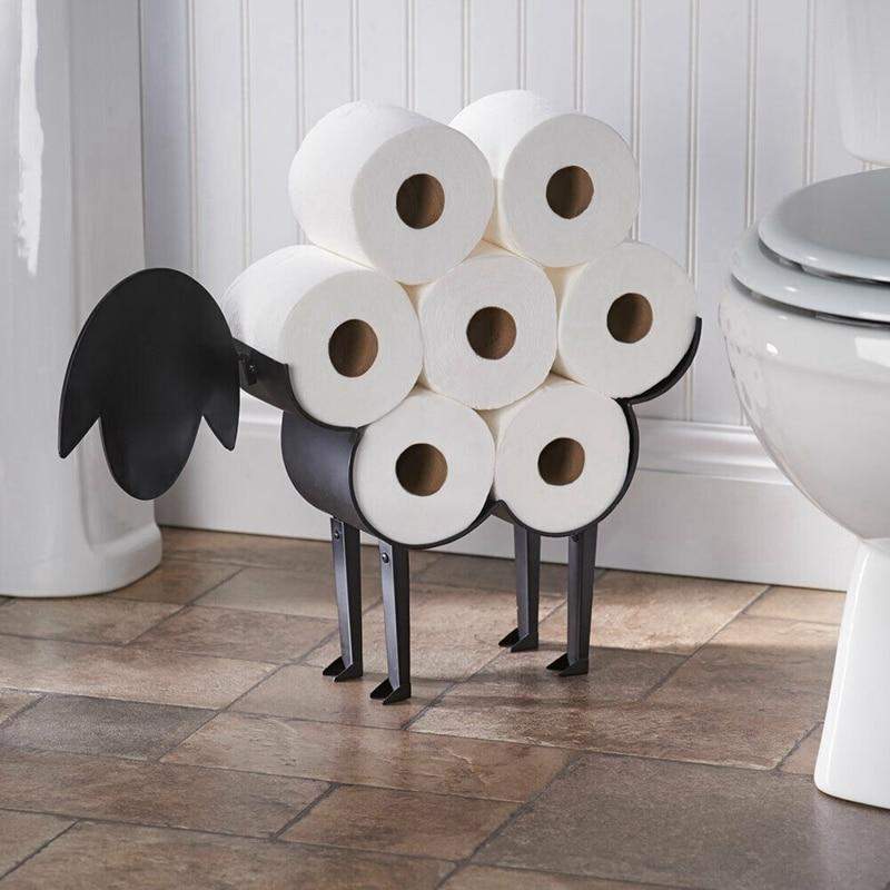 Dekorativ toalettpapirholder i sau-design, en sjarmerende detalj for ditt moderne bad.