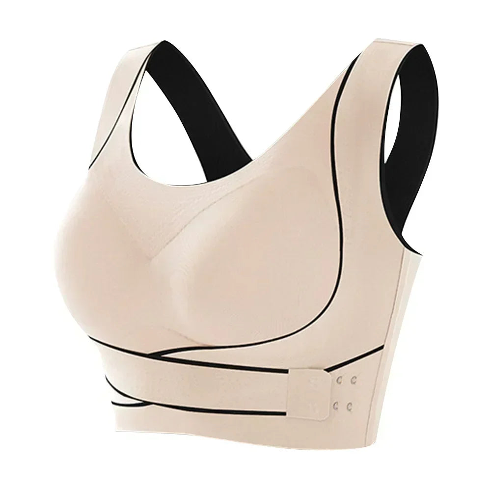 Svart sports-bh for kvinner med justerbar støtte for trening, yoga og fitness. Optimal komfort.